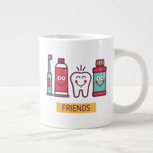 Cartoon Oral Care Friends Large Coffee Mug