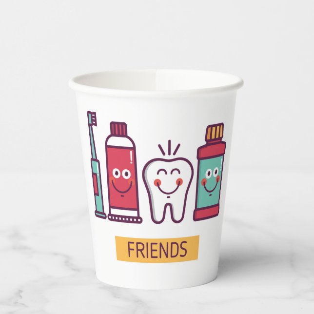 Cartoon Oral Care Friends Paper Cups (Left)