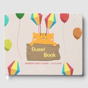 Cartoon Orange Cat Baby Shower Guest Book