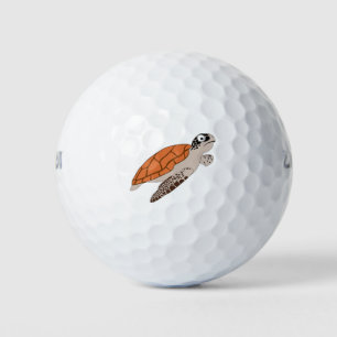cartoon orange sea turtle golf balls