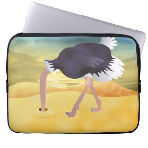 Cartoon Ostrich With Head In Sand Laptop Sleeve
