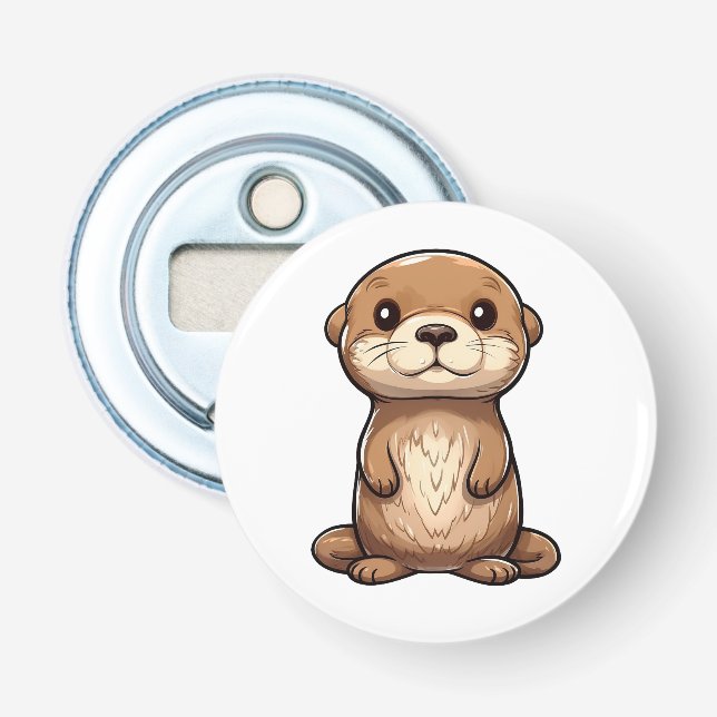 Cartoon otter illustration bottle opener (Front)