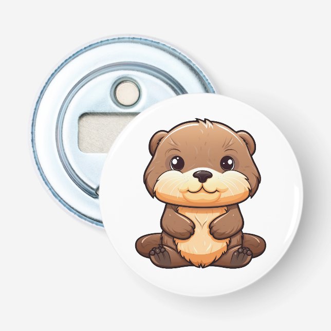 Cartoon otter illustration bottle opener (Front)