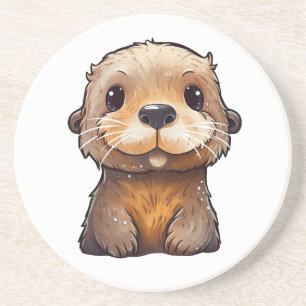 Cartoon otter illustration coaster