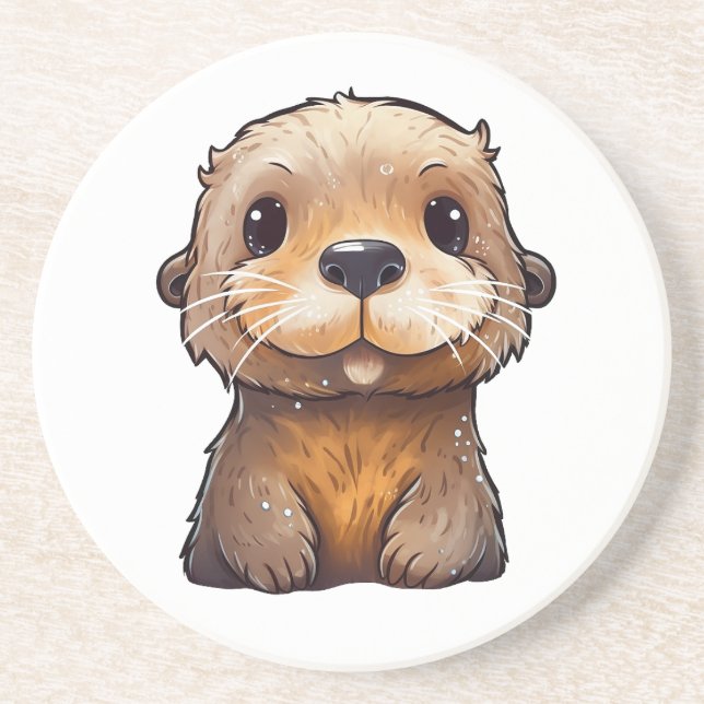 Cartoon otter illustration coaster (Front)