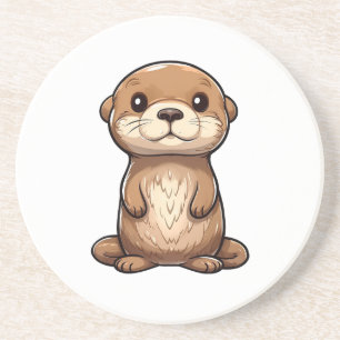 Cartoon otter illustration coaster