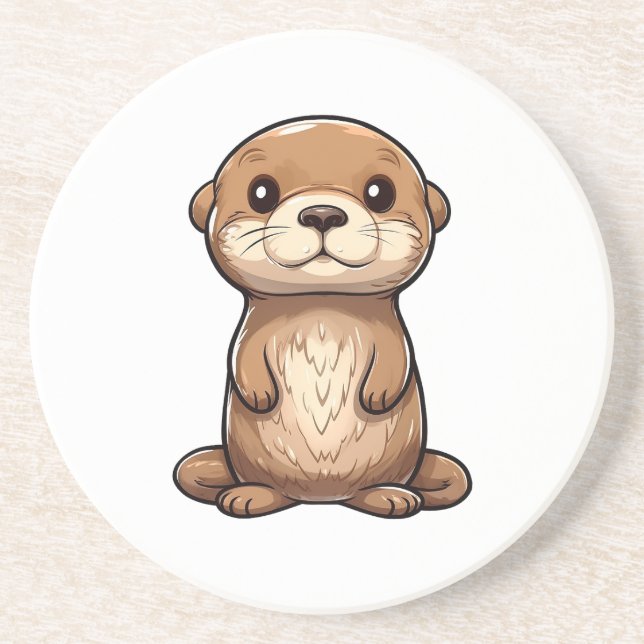 Cartoon otter illustration coaster (Front)