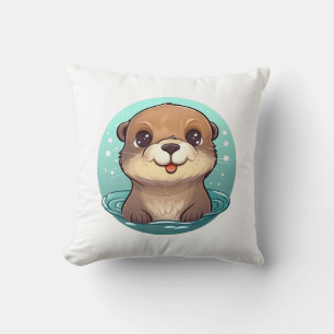 Cartoon otter illustration cushion