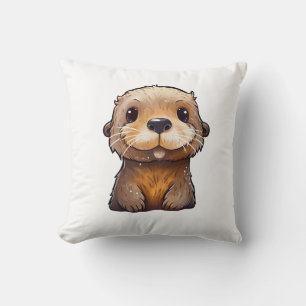 Cartoon otter illustration cushion