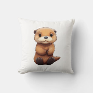 Cartoon otter illustration cushion
