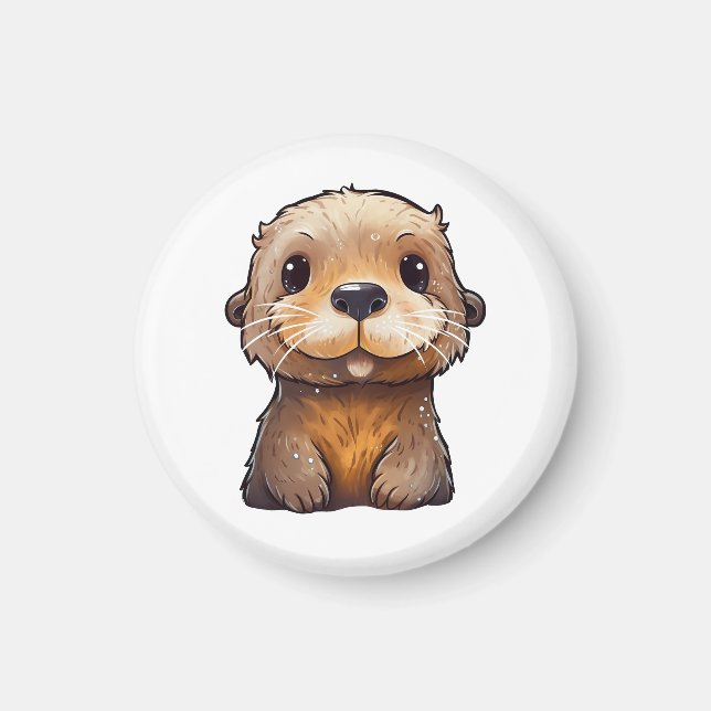 Cartoon otter illustration magnet (Front)