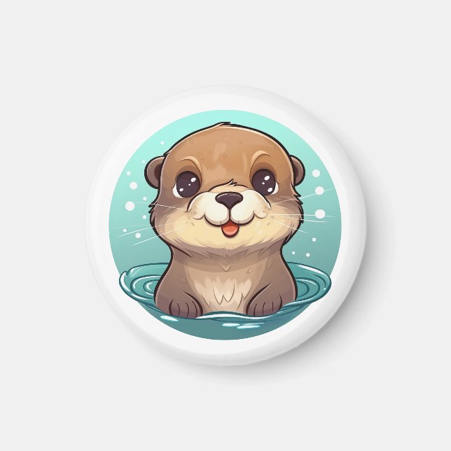 Cartoon otter illustration magnet (Front)