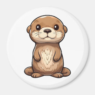 Cartoon otter illustration magnet