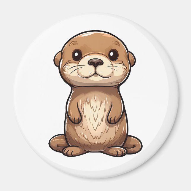 Cartoon otter illustration magnet (Front)
