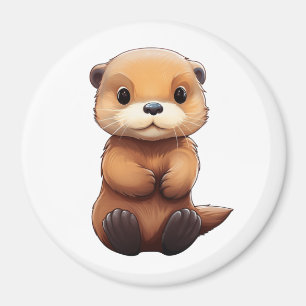 Cartoon otter illustration magnet