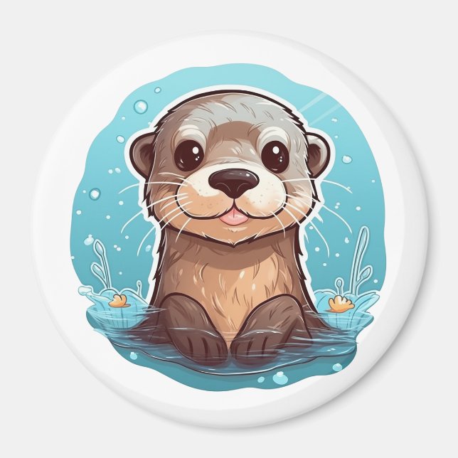 Cartoon otter illustration magnet (Front)
