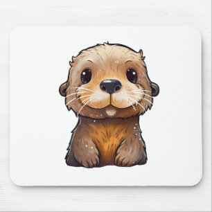 Cartoon otter illustration mouse pad