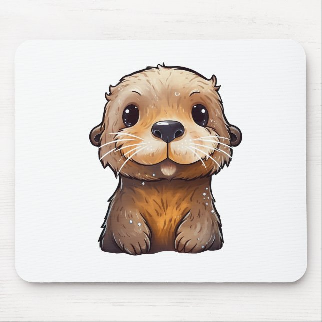 Cartoon otter illustration mouse pad (Front)