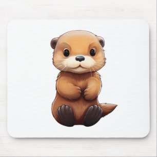 Cartoon otter illustration mouse pad