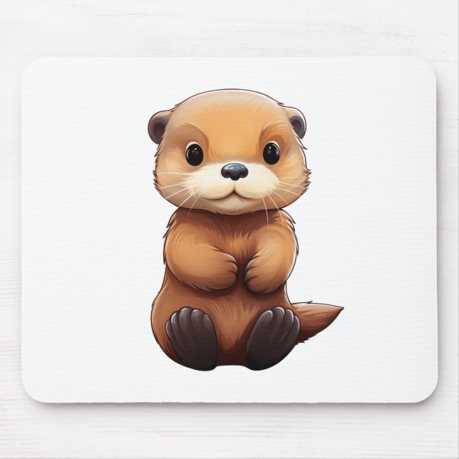 Cartoon otter illustration mouse pad (Front)