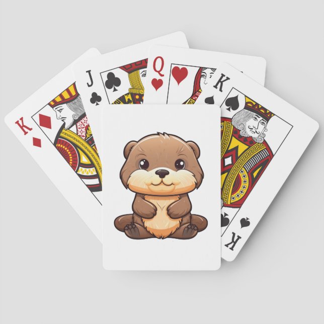 Cartoon otter illustration playing cards (Back)