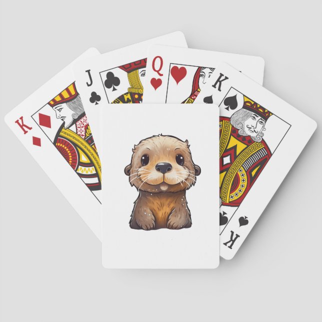Cartoon otter illustration playing cards (Back)