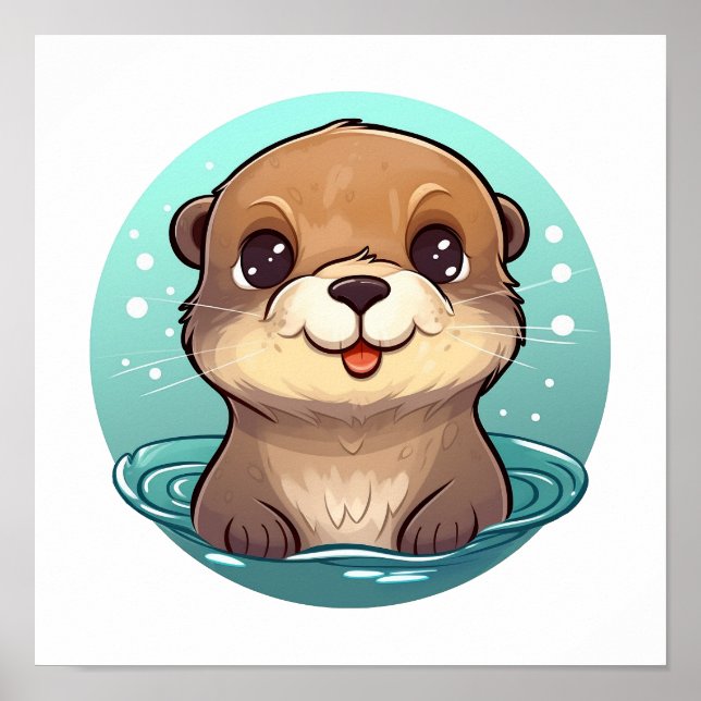 Cartoon otter illustration poster (Front)
