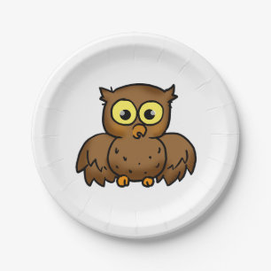 cartoon owl bird paper plate