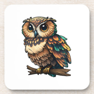 Cartoon owl illustration coaster
