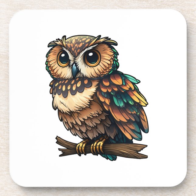 Cartoon owl illustration coaster (Front)