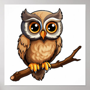 Cartoon owl illustration poster