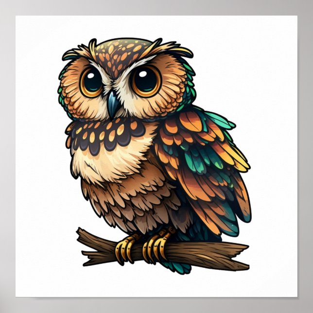 Cartoon owl illustration poster (Front)