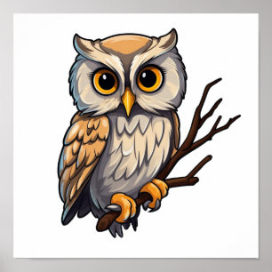 Cartoon owl illustration poster
