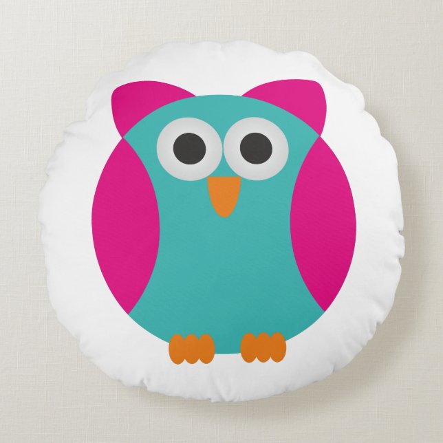 Cartoon Owl Round Cushion (Front)