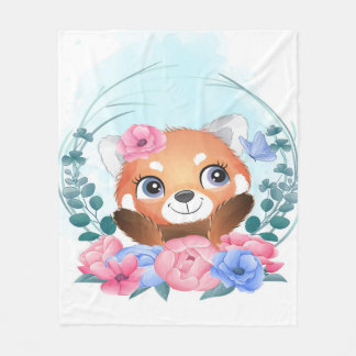 Cartoon Panda | Cute Little Red Panda Fleece Blanket
