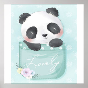 Cartoon Panda   Cute Panda Is In Pocket Poster