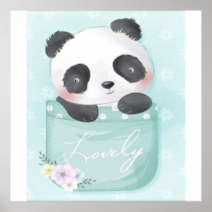 Cartoon Panda   Cute Panda Is In Pocket Poster