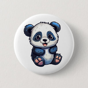 Cartoon panda illustration 6 cm round badge