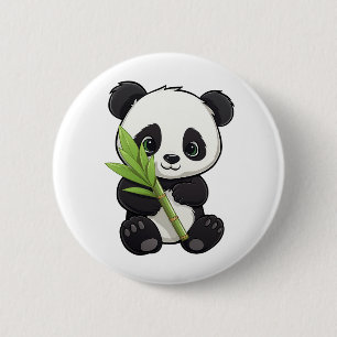 Cartoon panda illustration 6 cm round badge