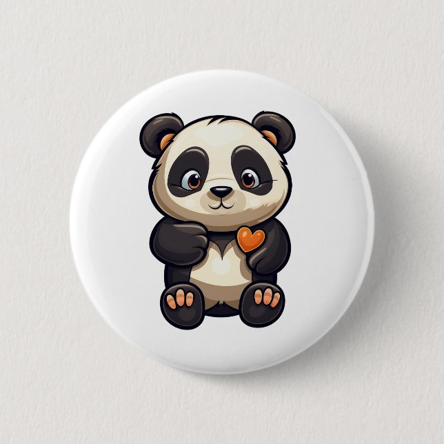 Cartoon panda illustration 6 cm round badge (Front)