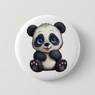 Cartoon panda illustration 6 cm round badge