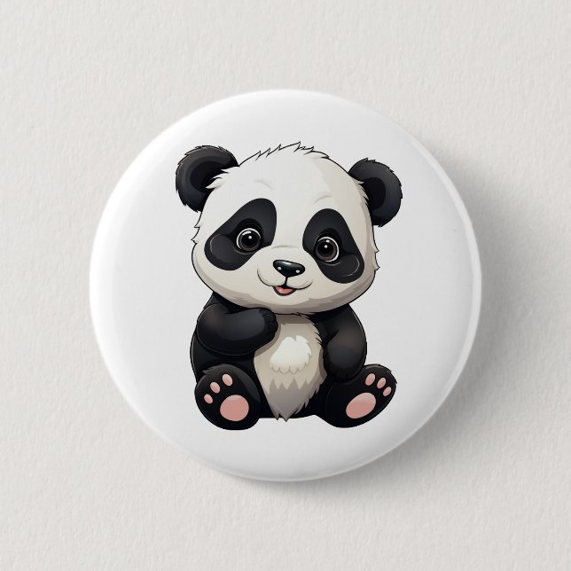 Cartoon panda illustration 6 cm round badge (Front)