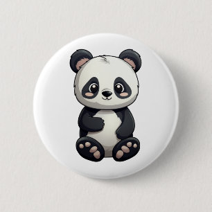 Cartoon panda illustration 6 cm round badge