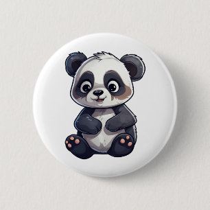 Cartoon panda illustration 6 cm round badge