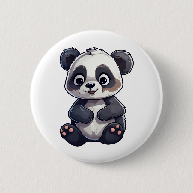 Cartoon panda illustration 6 cm round badge (Front)