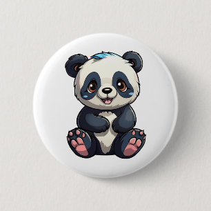 Cartoon panda illustration 6 cm round badge
