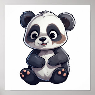 Cartoon panda illustration poster