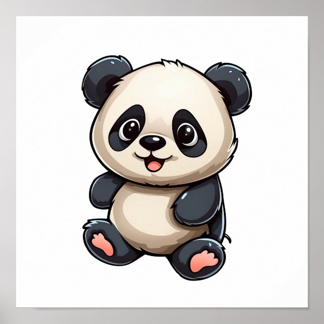 Cartoon panda illustration poster (Front)