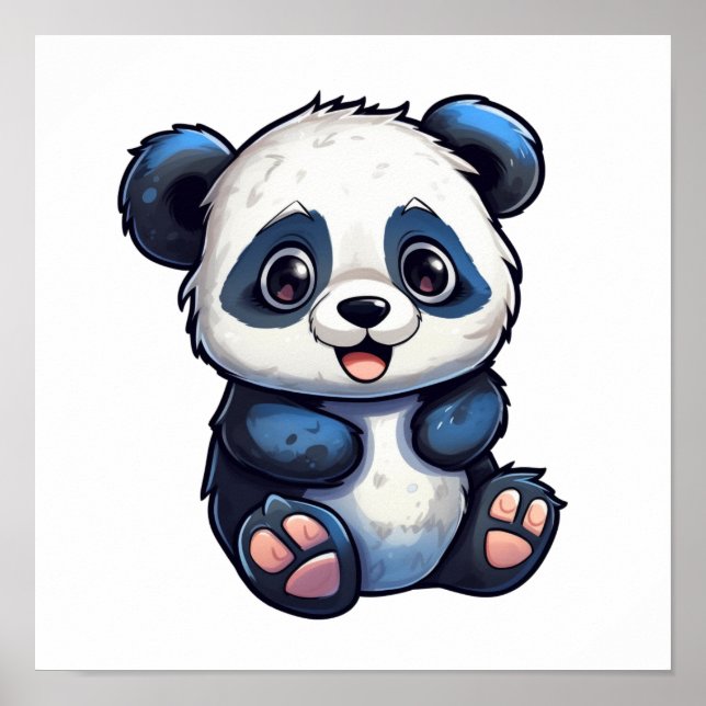 Cartoon panda illustration poster (Front)