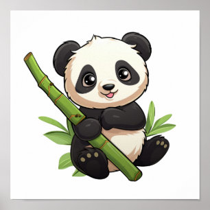 Cartoon panda illustration poster